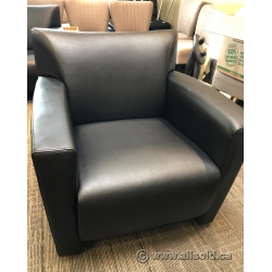 Black Leather Reception Accent Armchair